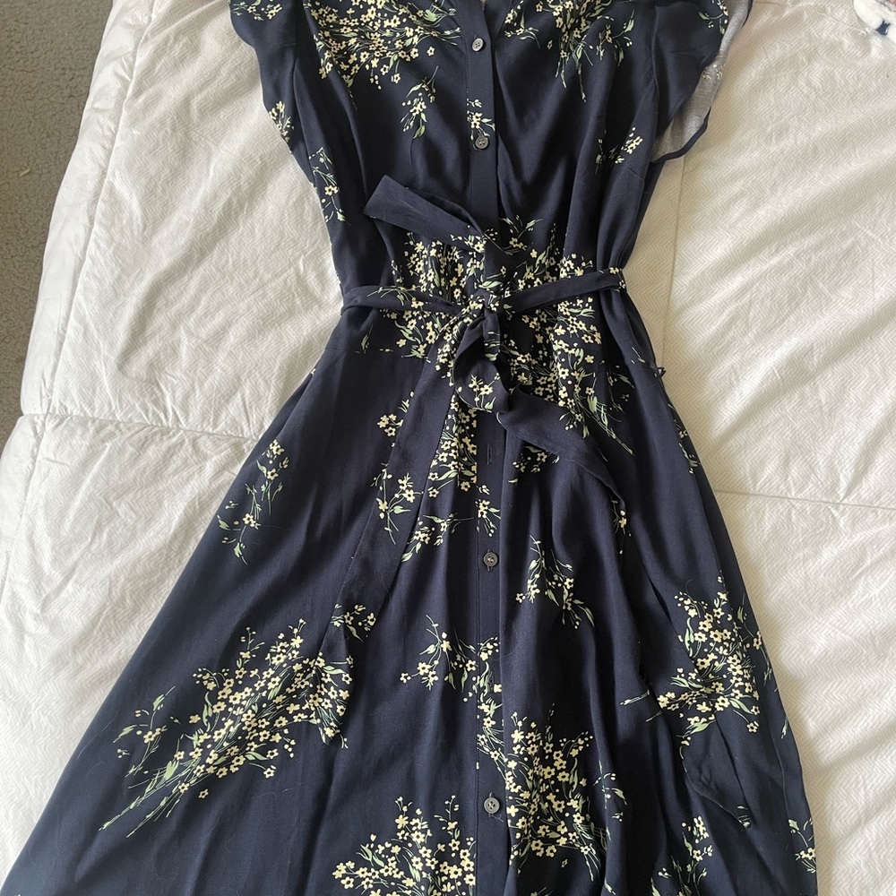 Navy blue Loft dress with flowers